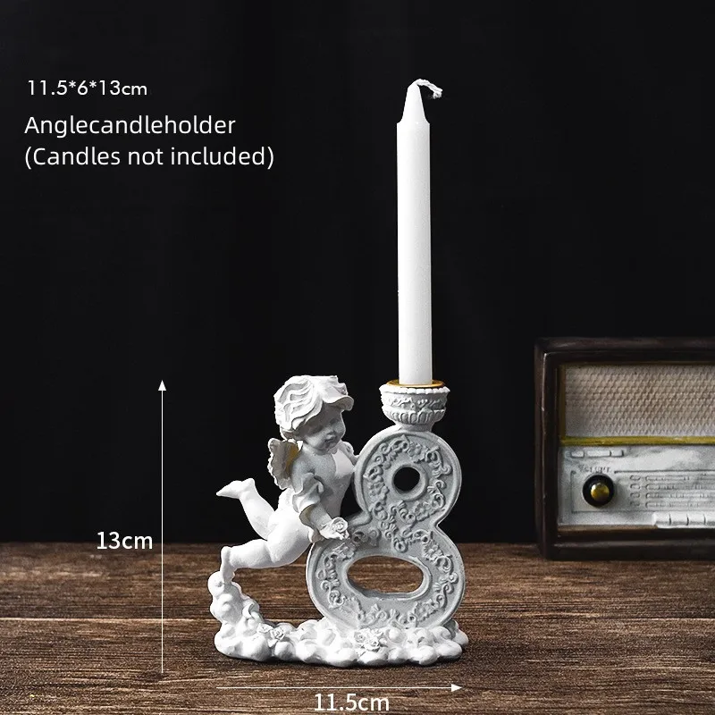 Романтический белый ангел Купидон подсвечник украшения из смолы украшение и