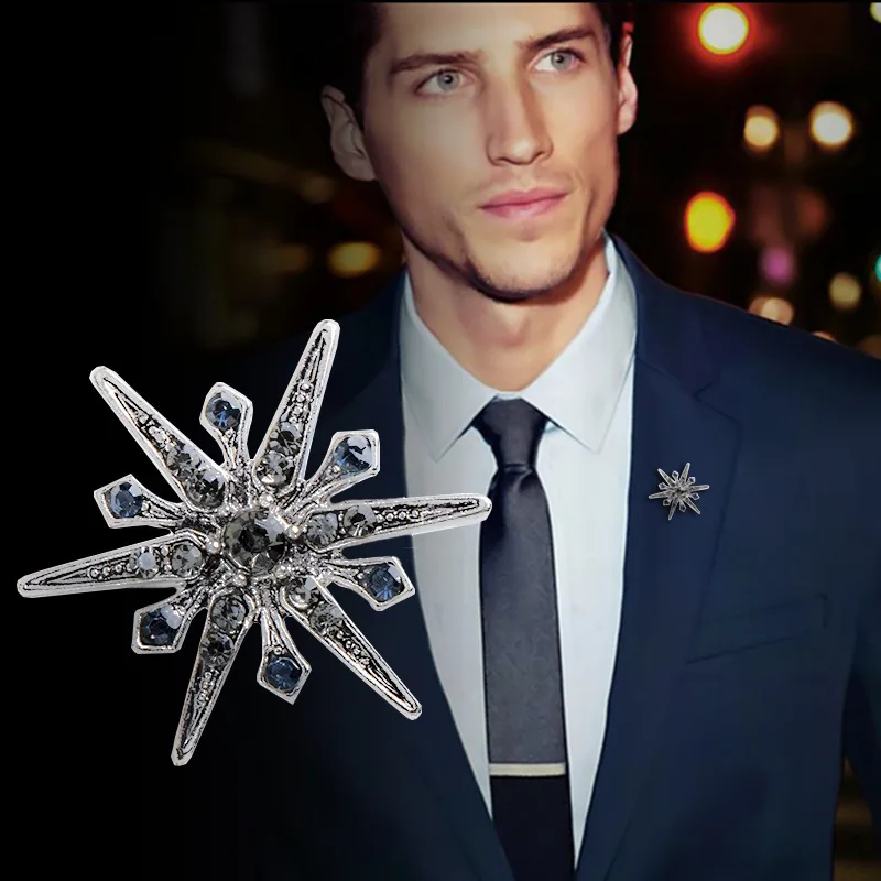 

Korean Metal Star Brooch Pin Crystal Lapel Pin Men's Suit Shirt Corsage Badge Dress Collar Luxury Jewelry for Women Accessories
