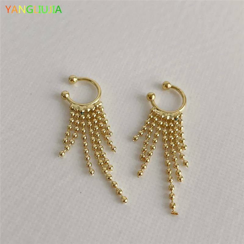 

Metal Long Tassels Earrings Fashion Vintage No Ear Hole Earrings Ear Bones Clip Women Luxury Jewelry Party Wedding Accessories