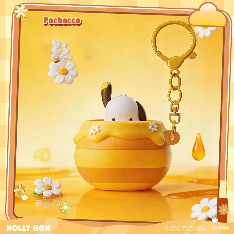 Фото Официальные персонажи Sanrio: Брелок-антистресс в виде медового горшочка (Куроми, Май Мелоди, Хелло Китти, Почакко) — милая игрушка для фанатов, подарок №4