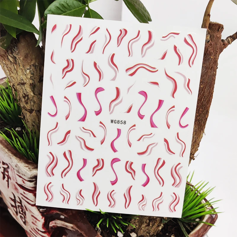 

3D наклейки для наращивания ногтей, полосатые линии, дизайнерские украшения для ногтевого дизайна, клейкие наклейки для маникюра, переводны...