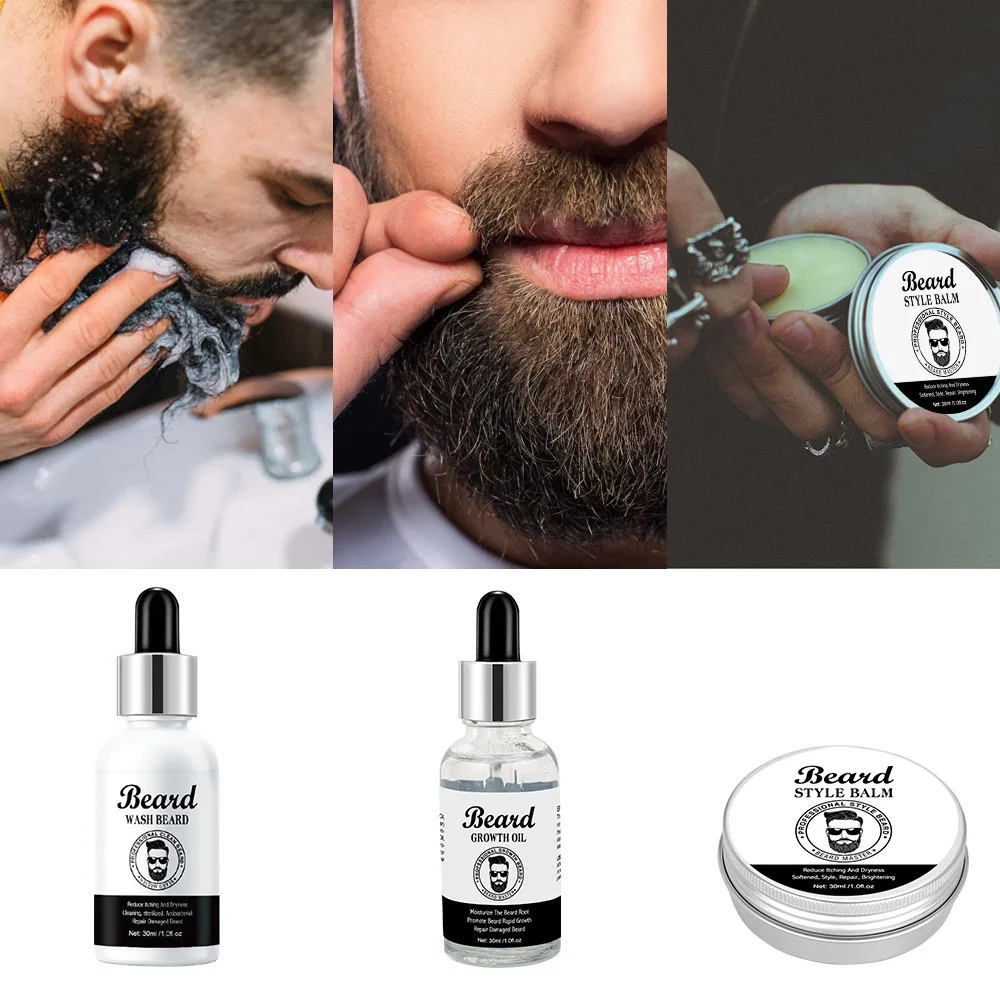 Men's Beard Kit Soft smooth And Easy To Take Care Of Natural Oils Brighten Promote Growth Relieve Itching Of Beard
