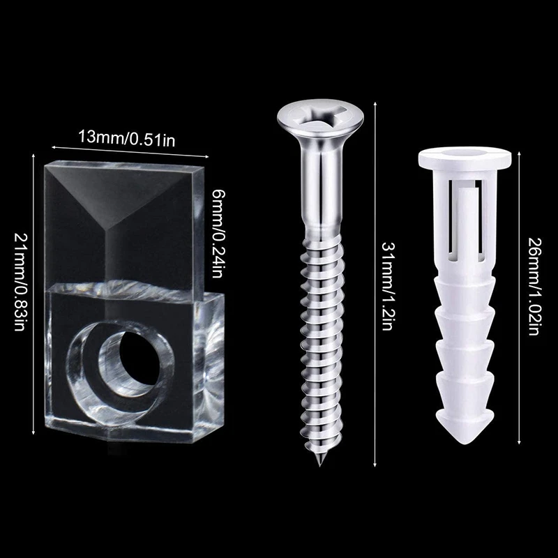

New 22 Sets Of Mirror Holder Clips Kit Crystal Clear Plastic Mirror Clip Mirror Holder Clips Glass Retainer Clips Kit