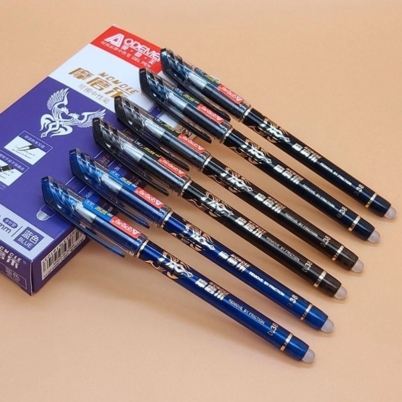 

4Pcs Erasable Gel Pen Blue Black ink 0.5mm Washable Handle Kawaii Pens Refill Rods School pen Writing Tools Cute Stationery