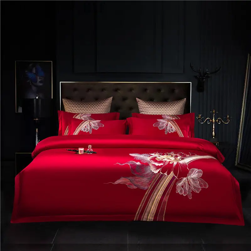 

2023 New 100% Cotton Beauty Home Bedroom Bedding Set Embroidery Cover Flat Sheet Bed for Adult Bed Set Edredom King Spring Home