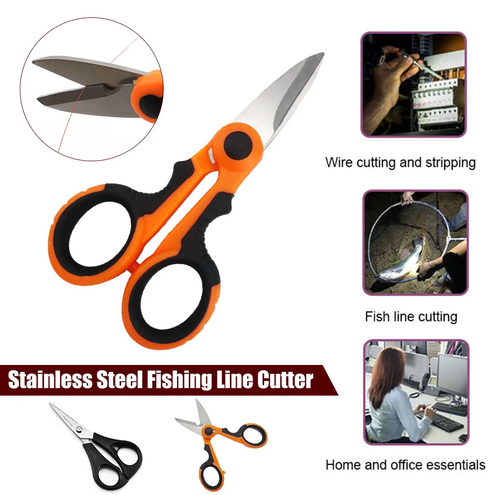 

New Stainless Steel Fishing Scissor Accessories Electrician Portable Scissors Plier Cut PE Braid Line Lure Carp Home Hand Tools