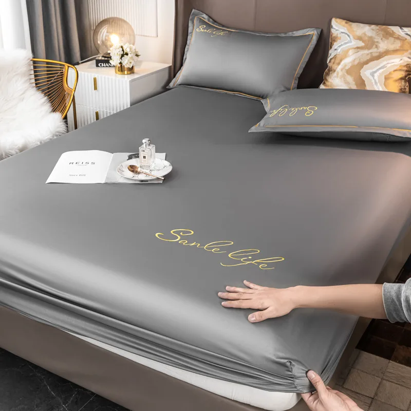 

Моющееся покрывало для кровати, искусственная атласная натяжная простыня, высококачественный чехол на матрас, стеганый протектор на резин...