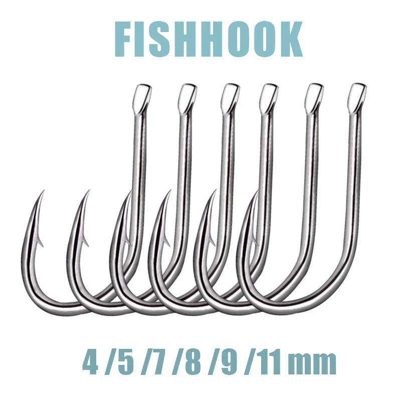 

10PCS Lure Bait 4 5 7 8 9 11mm Single Hook Carbon Steel Fishhook Turtle Hook Isini Barbed Bagged Tooth Knife Series Fish Hooks