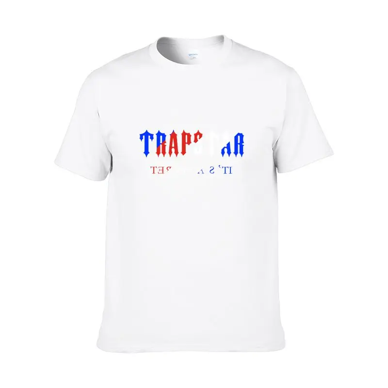 

Trapstar Londan Undersea Blue Printed T-Shirt Men Summer Breathable Casual Short Sleeve Street Oversized Cotton Brand T Shirts