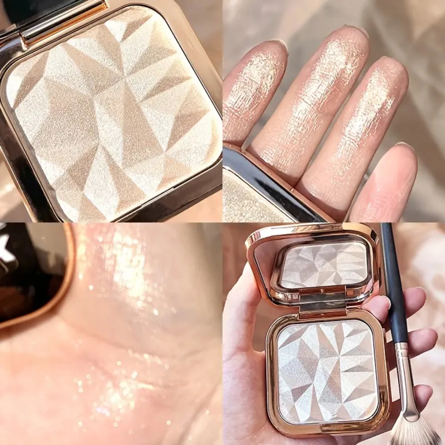 Фото FOMIX Star Diamond Мелирующий порошок Жемчужный мелкий блеск Шампанское Картофельная грязь Тени для носа Обрезка и мелирование Универсальная палитра №1