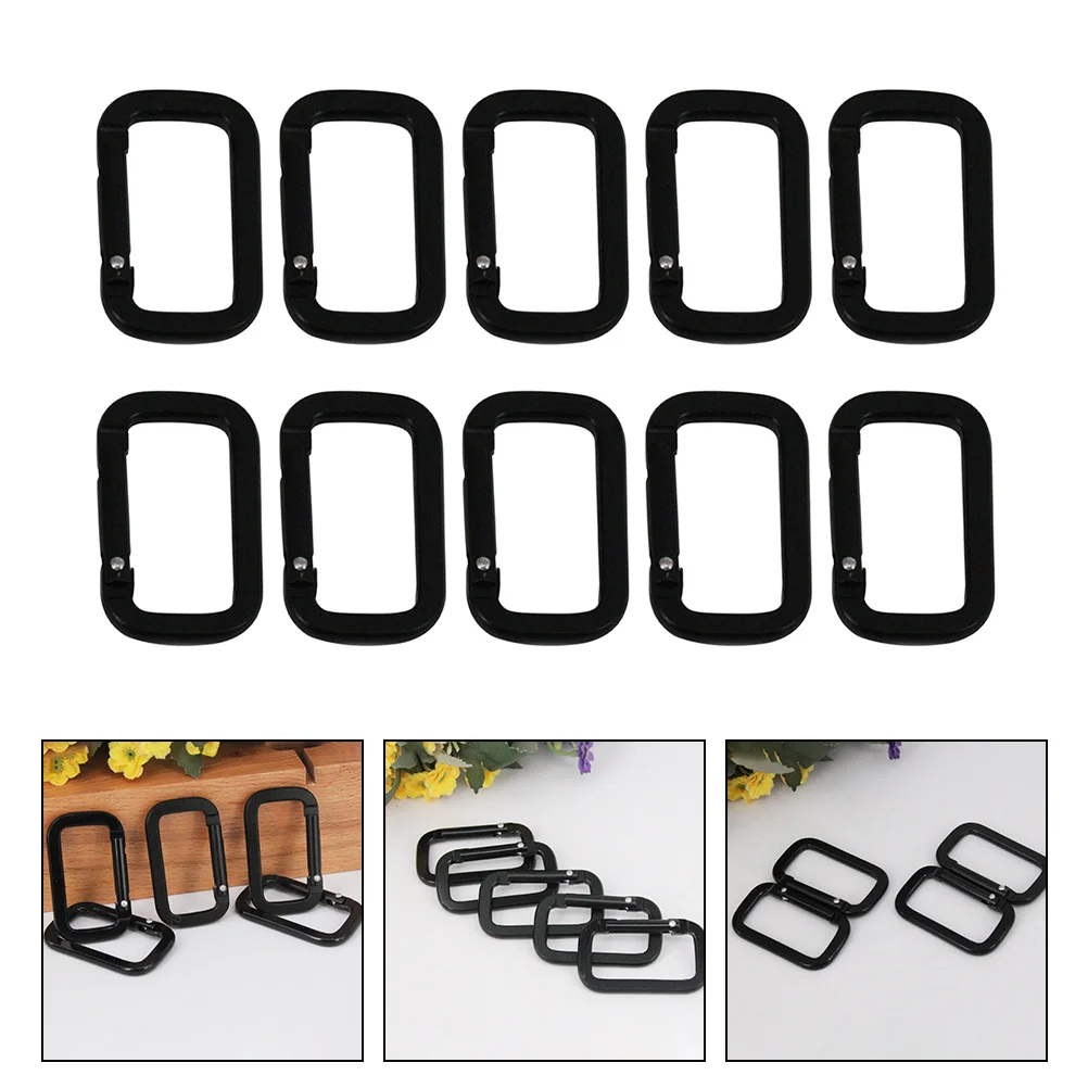 

10 PCS Metal Keychain Carabiner Aluminium Buckle Camping Durable Keychains Sturdy Outdoor Square Travel