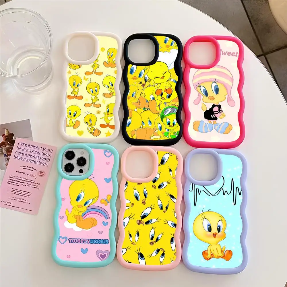 Funny Tweetys Bird Hot Cute Phone Case Pink Girls New Wave Corners Macaron For IPhone 16 15 14 13 12 11 X Vivo Samsung Op