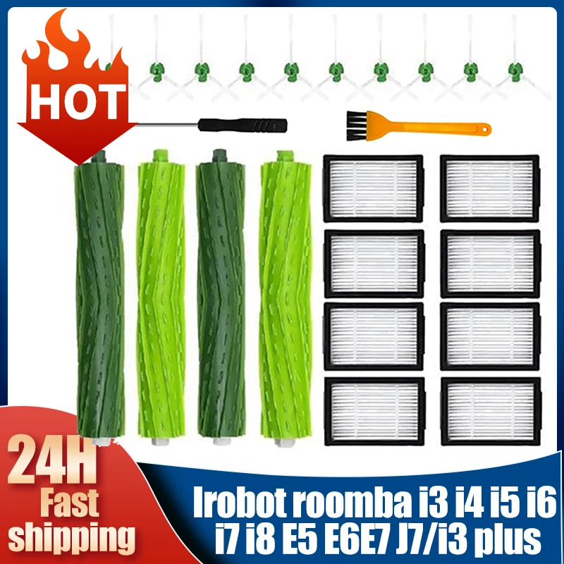 Replacement Parts Compatible for iRobot Roomba E I J Series E5 E6 i7 i6 i1 i2 i3 i3+ i4 i8 j7 rubber side brush filter dust bags