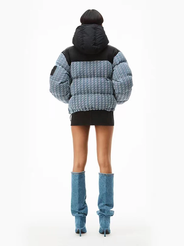Autumn and winter new light luxury letter print hooded long-sleeved down cotton jacket fashionable and versatile y2k 2022 new in