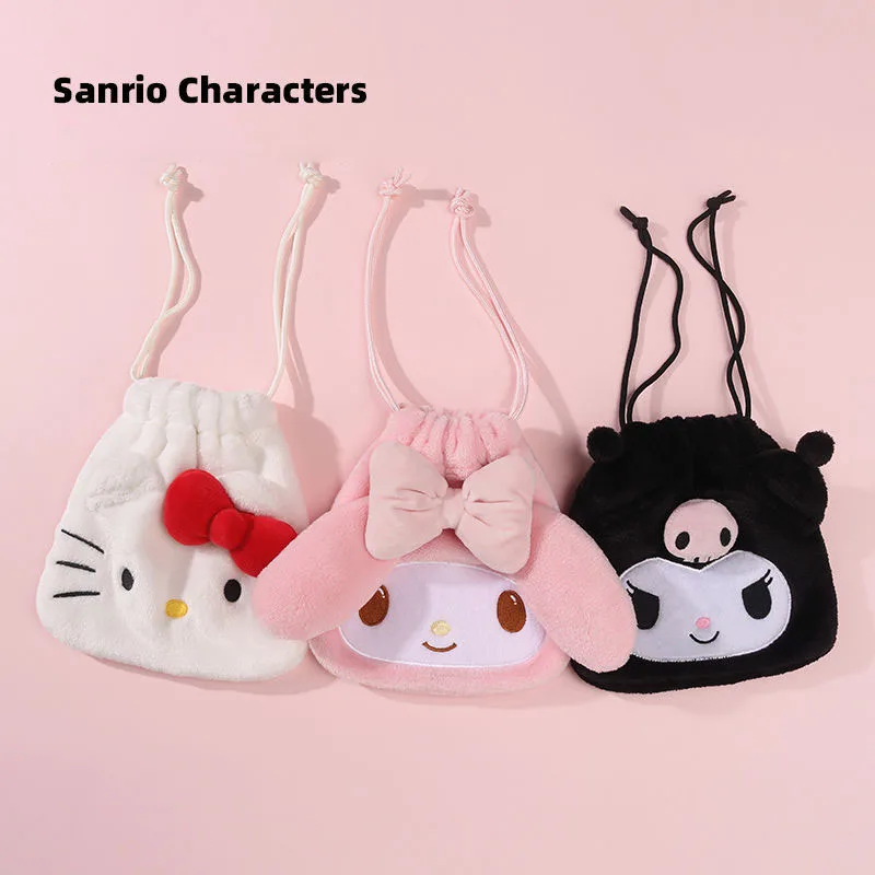 

Милая сумка для хранения Sanrio Hello Kitty Kuromi, мультяшная милая сумка для хранения, плюшевая сумка для хранения косметики, рождественские подарки для девочек