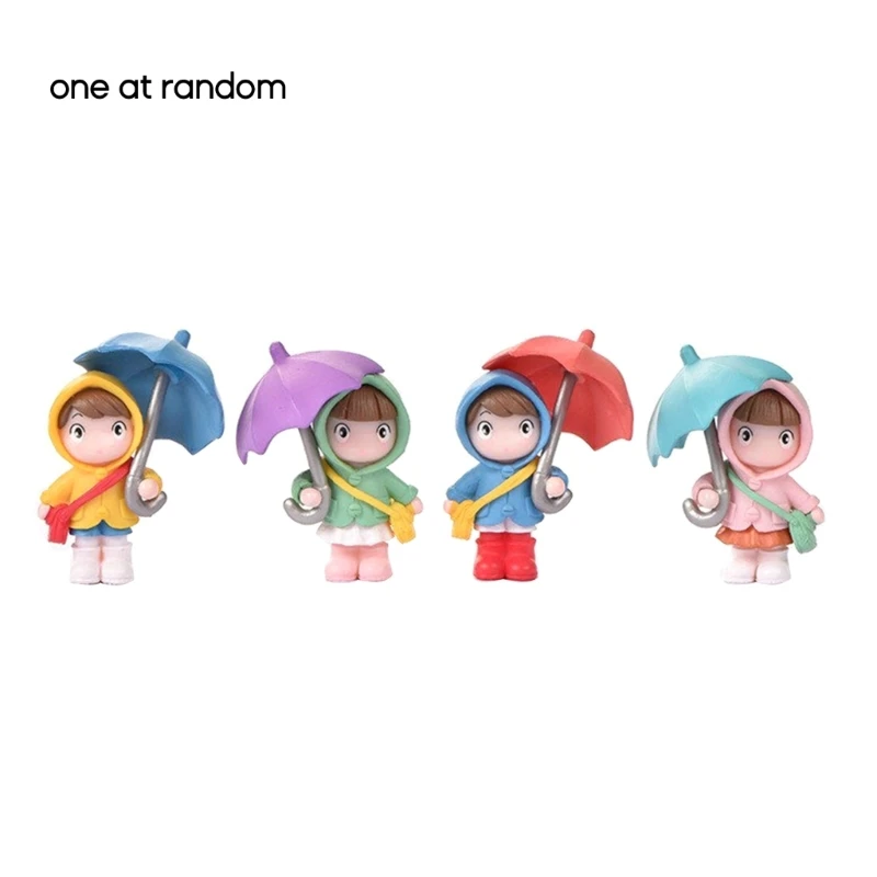

Interesting Umbrella Girl Figurines Micro Landscape Decors Statue Set of 4