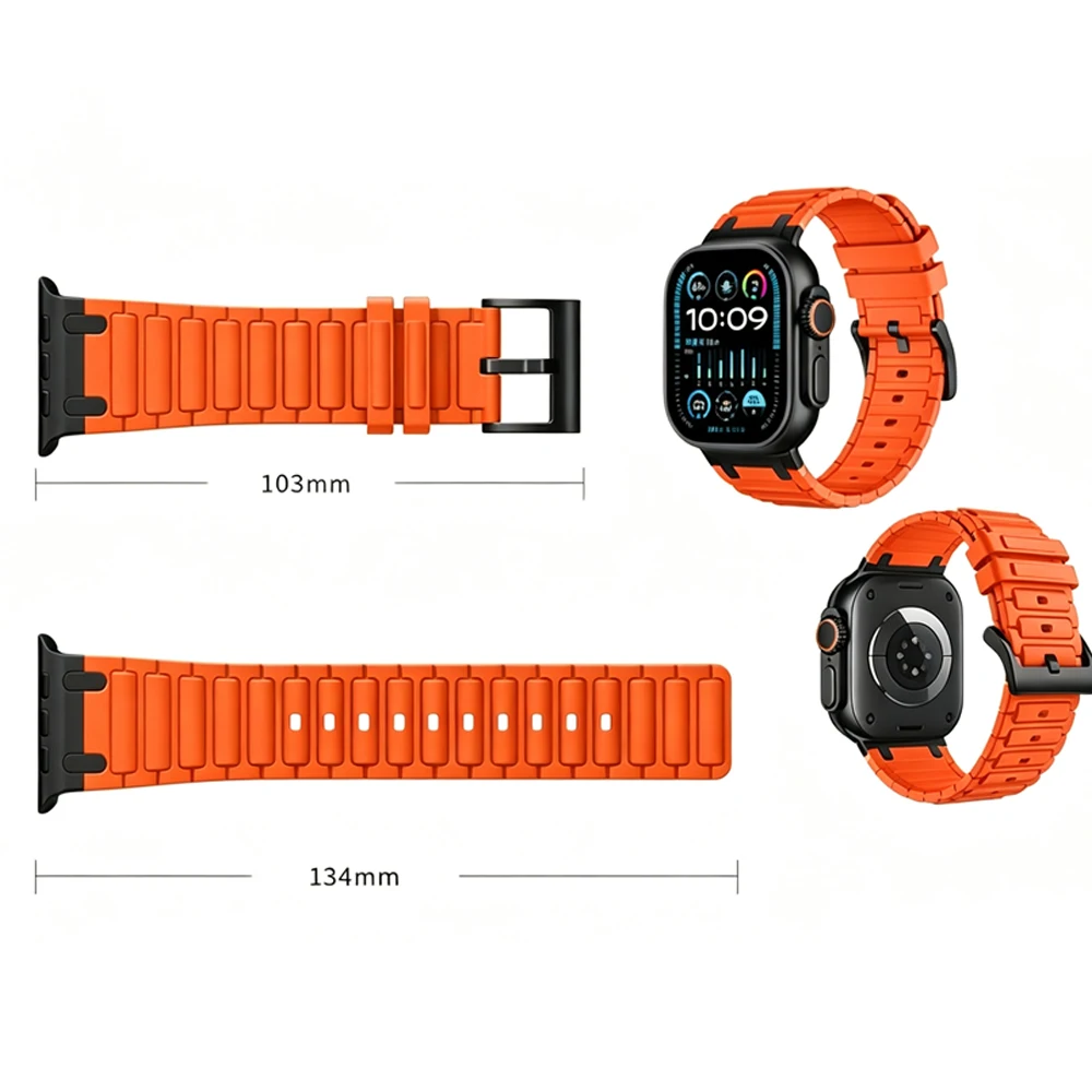 Фото Ремешки для Apple Watch 49 мм, 46 мм, 45 мм, 44 мм, 42/41/40 мм, металлические и силиконовые браслеты, ремешки для iWatch Series Ultra 2, 3/11/9/8/7/6/SE. №5