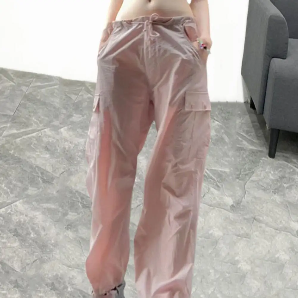 

Versatile Anti-pilling Women Multi Pockets Wide Leg Cargo Trousers Streetwear
