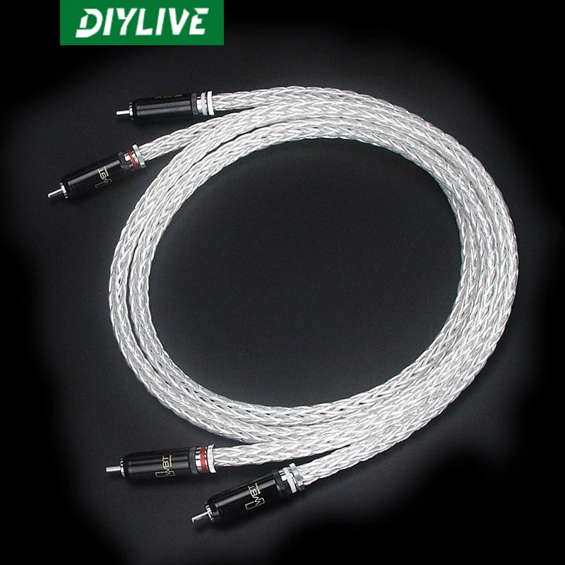 

DIYLIVE 8N single crystal silver fever speaker gall 8AG double lotus speaker power amplifier RCA audio cable