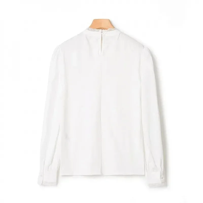 2024 ранняя весна тяжелая хлопковая рубашка из поплина женская с цветочным краем и