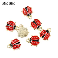 red enameled ladybug charms insect pendants diy handmade findings crafts making earrings necklaces creative jewelry accessories
