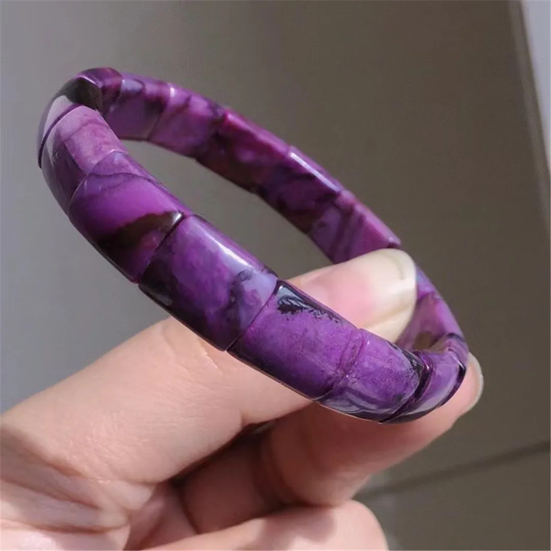 

Top Natural Purple Sugilite Bangle Bracelet For Women Men Healing Wealth Gift Stone Crystal 12x9mm Beads Strands Jewelry AAAAA