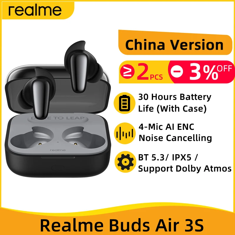 

Bluetooth-наушники realme Buds Air 3S, беспроводные, с шумоподавлением