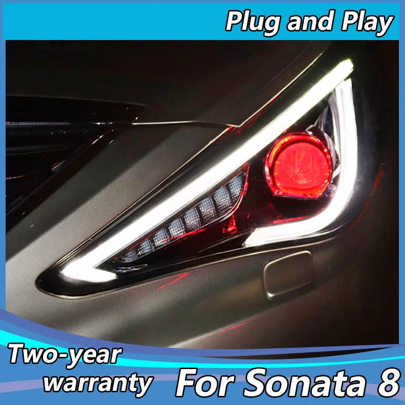 Головная лампа для Hyundai Sonata фары 2011-2015 8 светодиодный ная балка DRL Биксеноновые