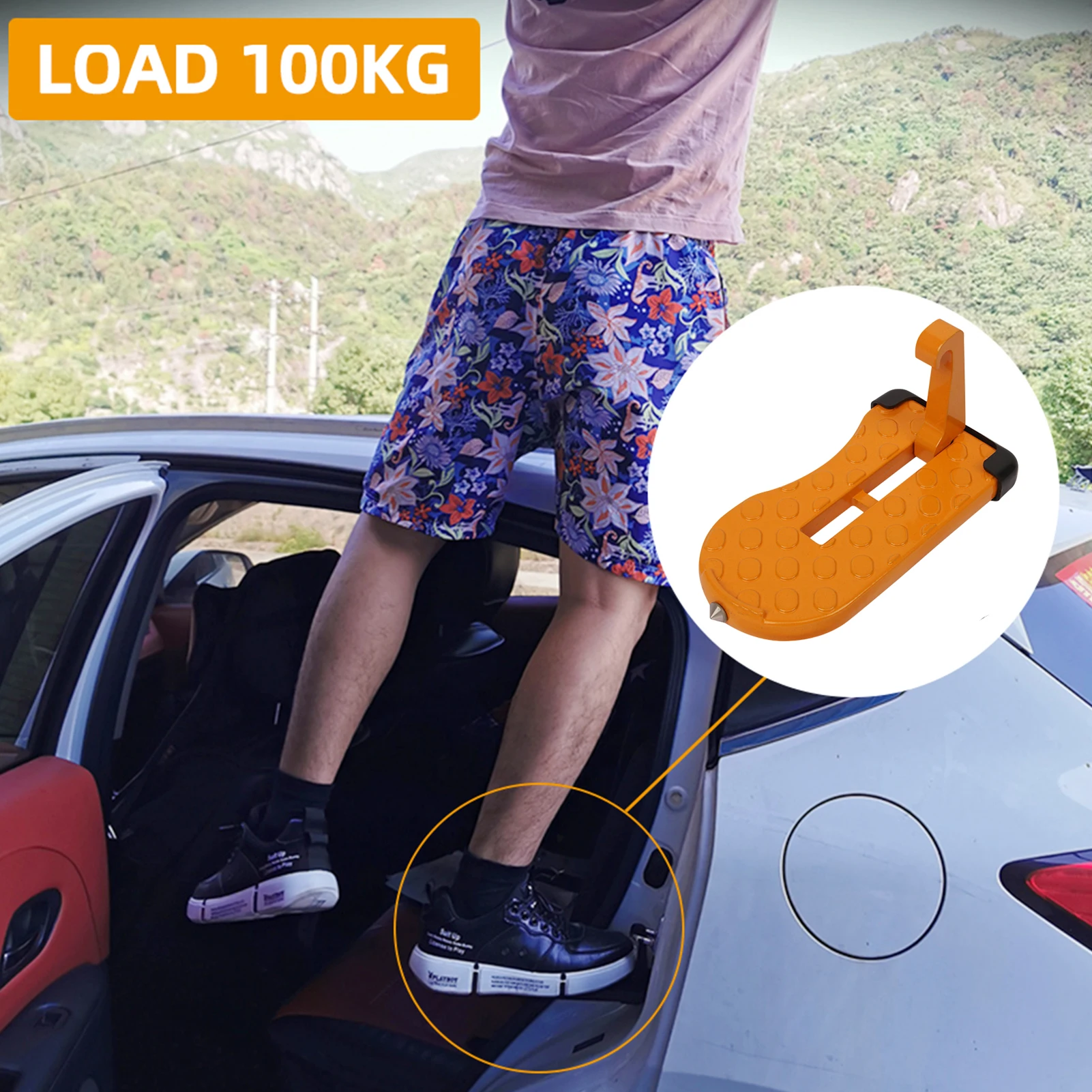 

New Car Auxiliary Pedal Roof Top Rack Access Pedal Car Door Step Pedal NonSlip Foot Rest Safety Hammer For Jeep Trunk Ladder