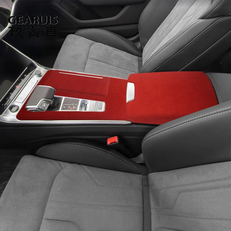 

Suede leather Car Wrapping ABS For Audi A6 C8 A7 2019-2022 Center Console Gear Shift Panel Decoration armrest panel Cover Trim