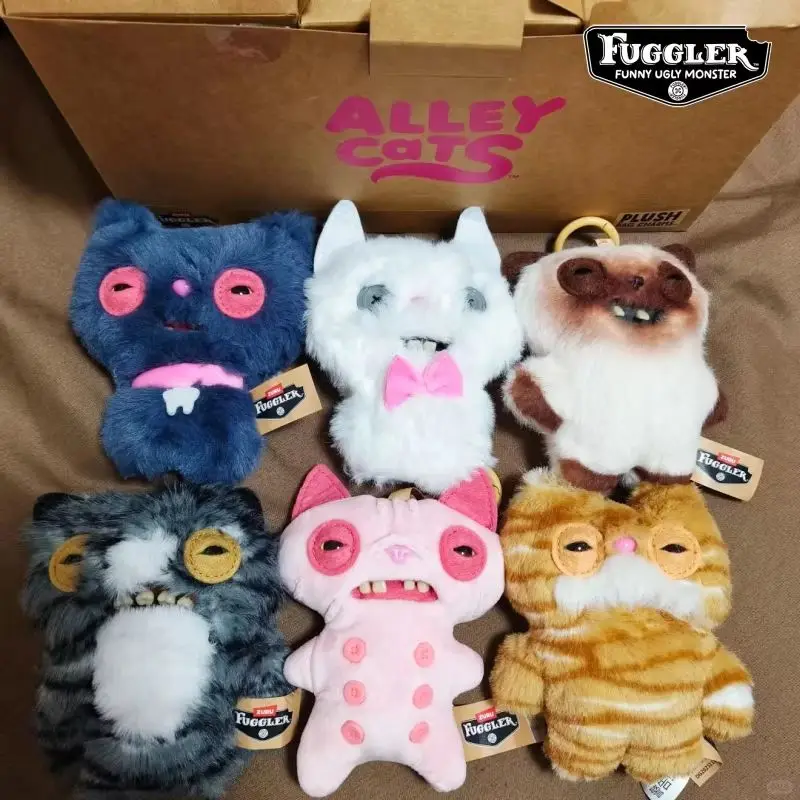 Фото Оригинальная плюшевая кукла из серии Fuggler Alley Night Cats: уродливо-милый дизайн, мягкая игрушка, декор для рабочего стола, коллекционный подарок для фанатов. №3
