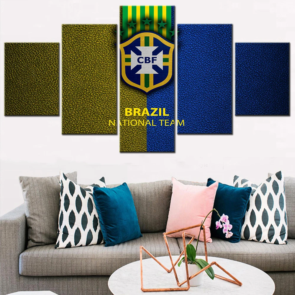 

Modern Pictures HD Print 5 Pieces Argentina National Football Team Logo Canvas Modular Painting Art Decoration Living Room Wall