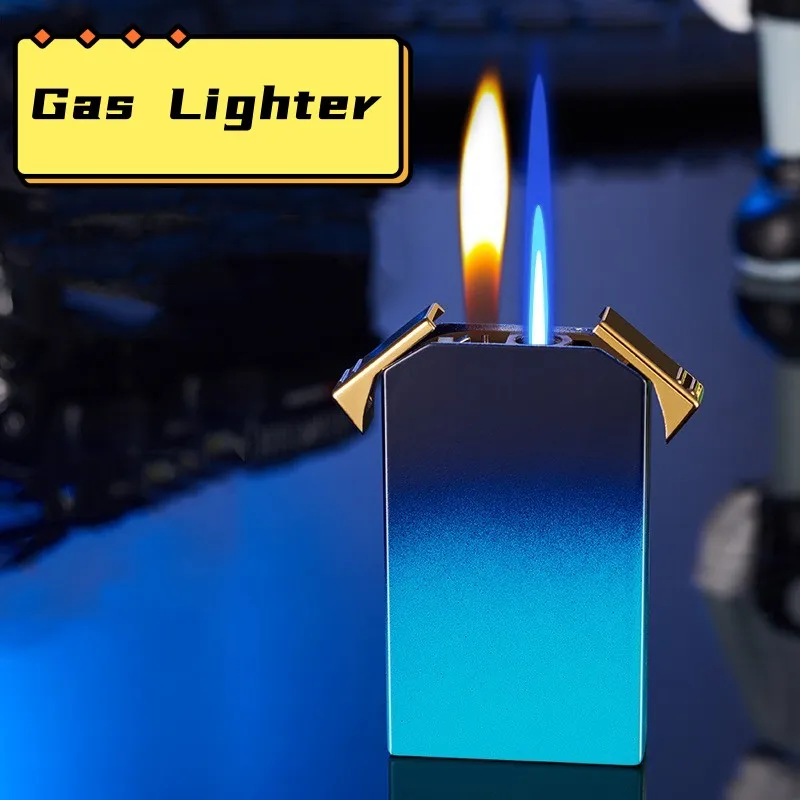 

Metal Windproof Butane Gas Lighter Dual Flame Outdoor Portable Personalized Men's Lighter