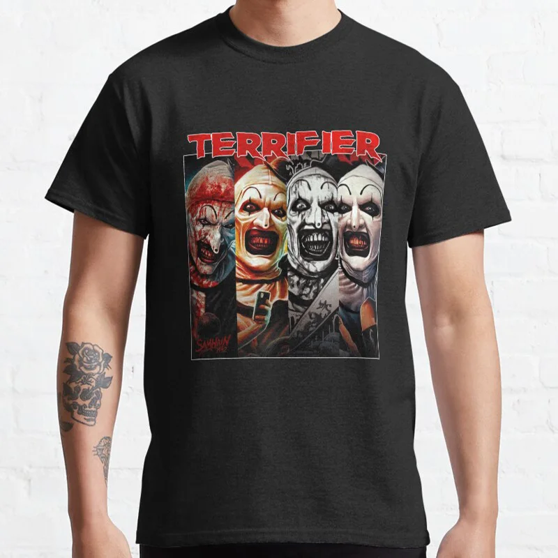 Retro Terrifier Clown Halloween evil Vintage Horror movie The Art Scream film Killer clown printed t shirt