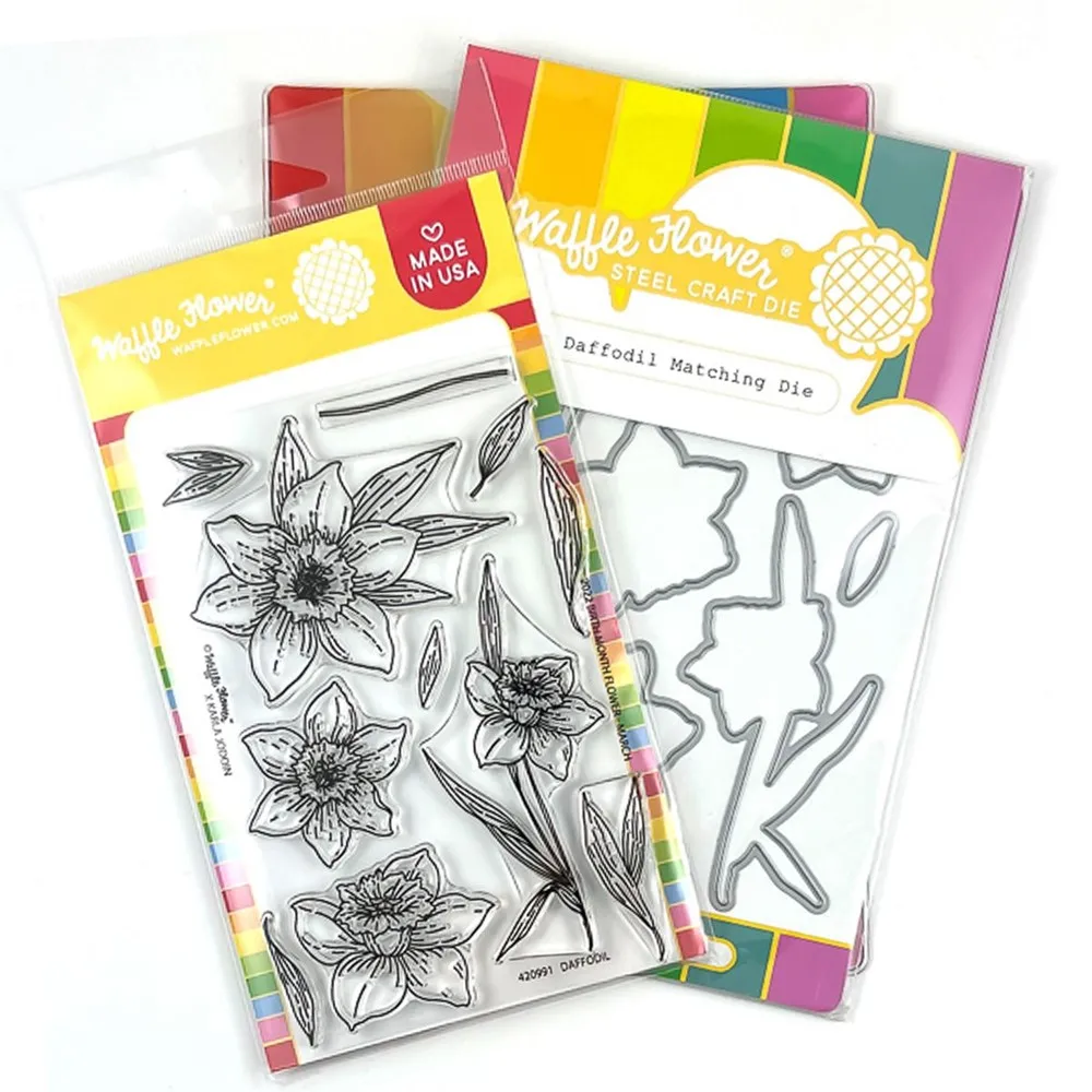 

2022 Spring Daffodil Clear Silicone Cling Stamps and Cutting Dies Combo Diy Craft Paper Scrapbooking Decoration Embossing Molds