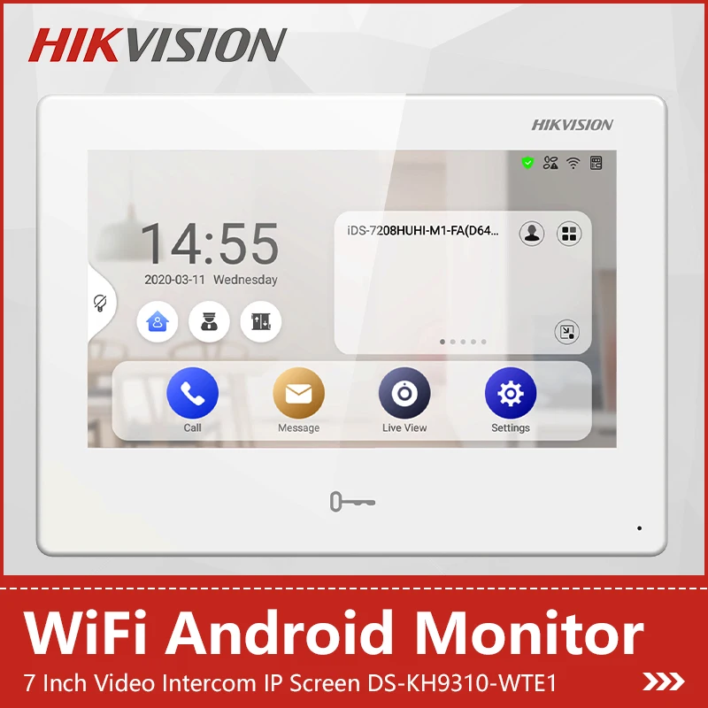

Hikvision WiFi Android Video Intercom Monitor IP Camera Outdoor Doorbell Indoor Screen Wireless All-in-one System DS-KH9310-WTE1