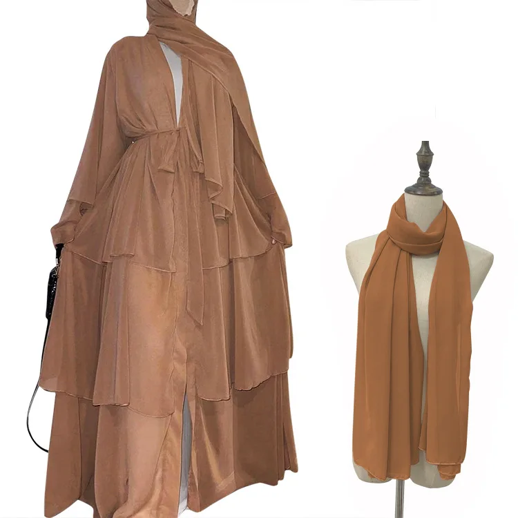 Open Abaya Dubai Turkey Kaftan Dress Chiffon Muslim Hijab Dresses Abayas for Women Kimono Femme Musulmane Caftan Islam Clothing
