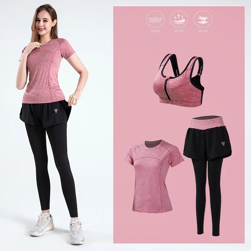 

2022 Spring and Autumn New Yoga Loose Fitness Long Sleeved Short Sleeved Vest Shorts Pants Fast Drying Sports Suit