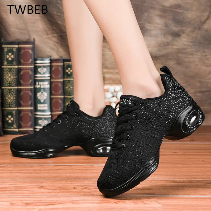 

Женские кроссовки для танцев, сетчатая уличная спортивная обувь, удобные современные, для джазовых танцев