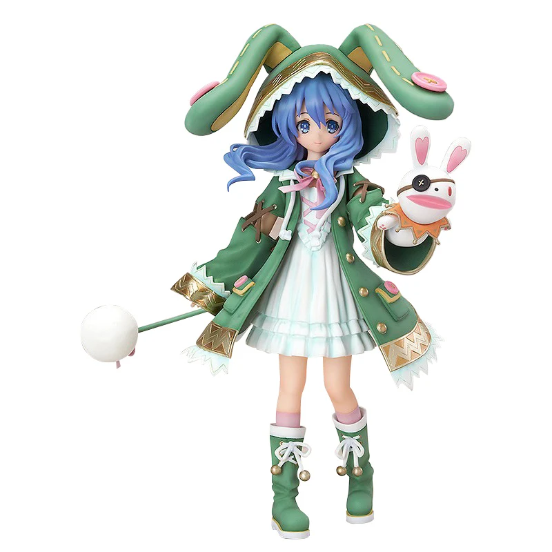 HOT 18CM DATE A LIVE Anime Figures Himekawa Yoshino Green Rabbit Ear Big Hood Rain Boots Model Dolls Toy Gift Collect Boxed PVC
