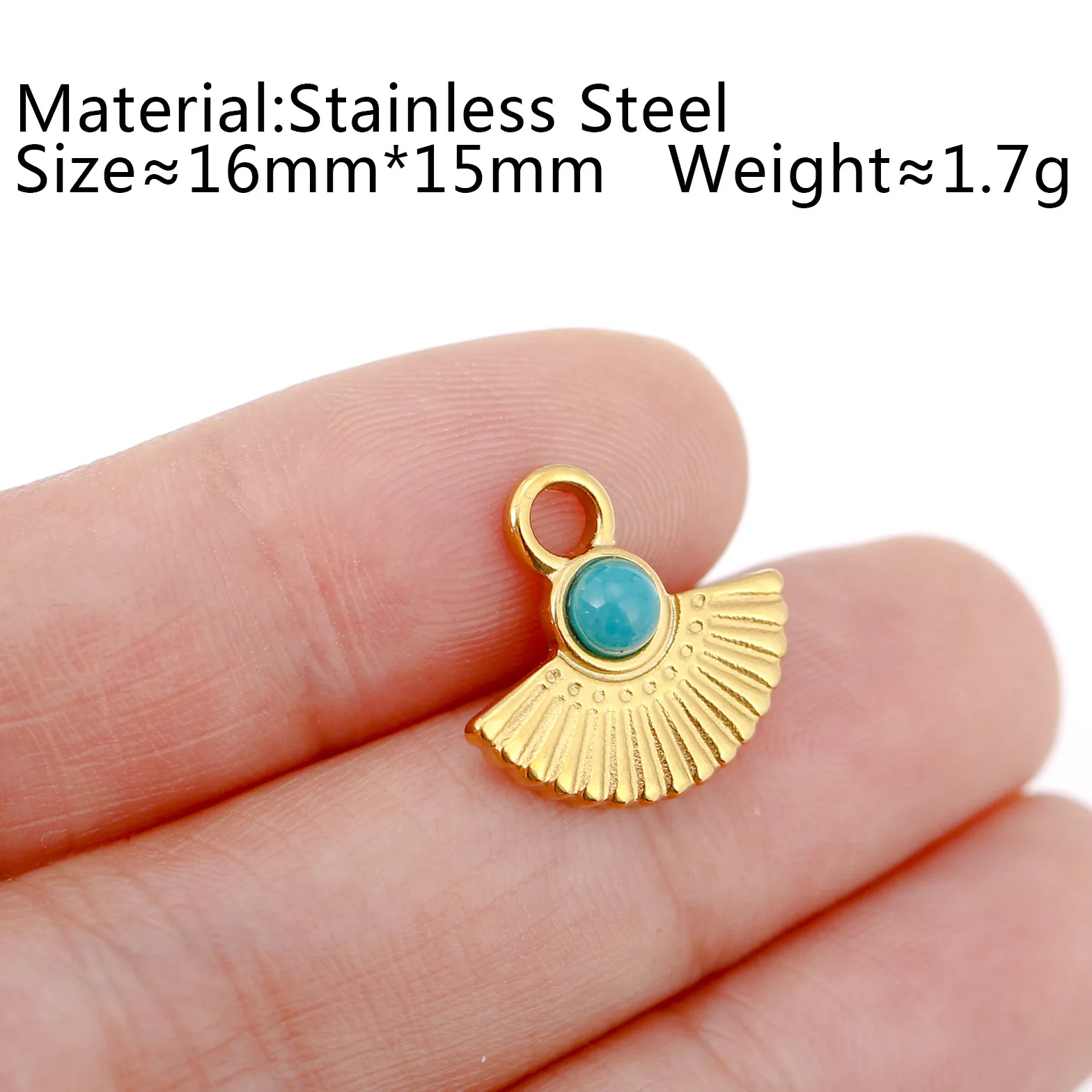 3Pcs/Lot Natural Turquoise Charms Stainless Steel Sun Pendants Charm for Earring Bracelet Necklace Making DIY Crafts Wholesale