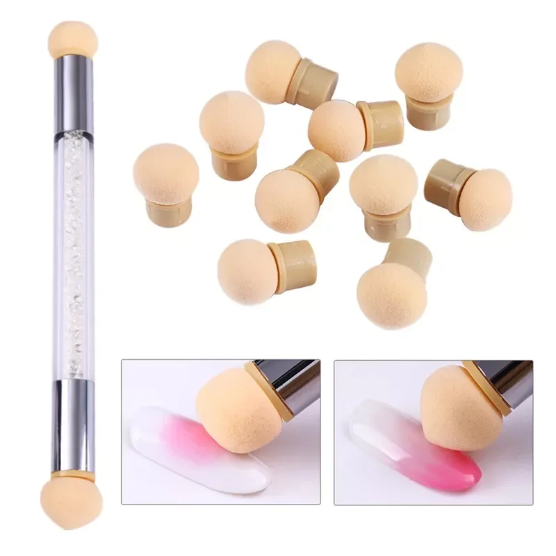 

2022NEW Pc Double-ended Gradient Shading Pen Dotting Brush Sponge Head Rhinestone Handle Nail Art Brush Nail Art Painting Tool