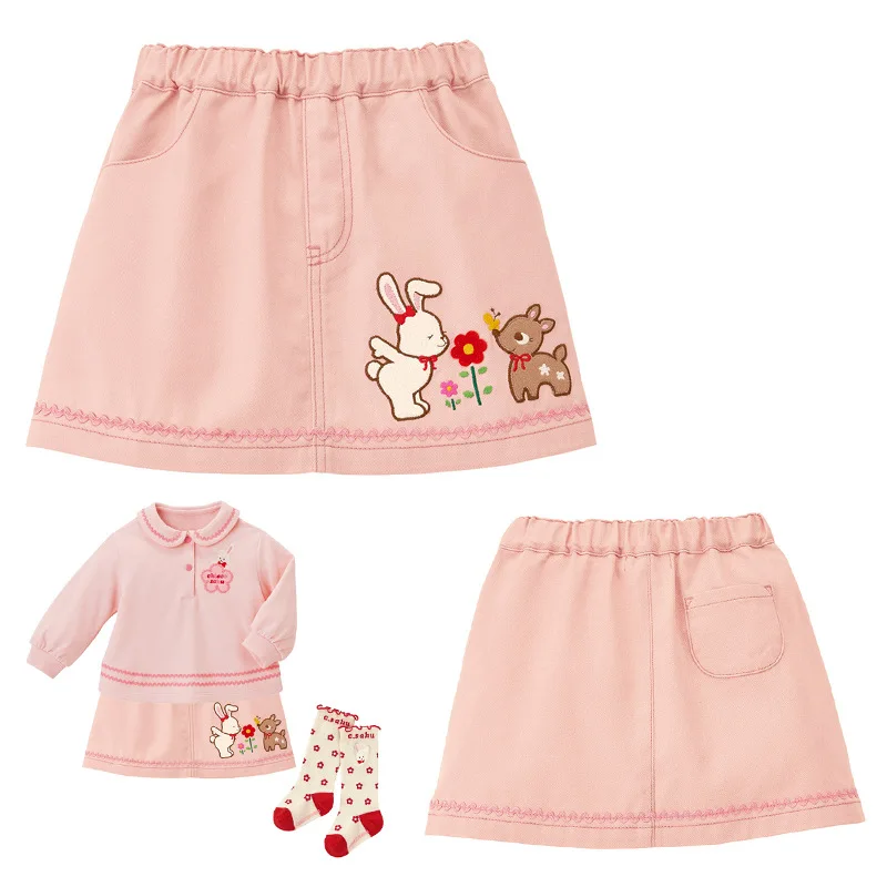 

Spring and Autumn Girls' Skirts Cartoon Rabbit Embroidery Dress Cute Skirt Vestidos Cortos Robe Princesse Fille Faldas Ropa