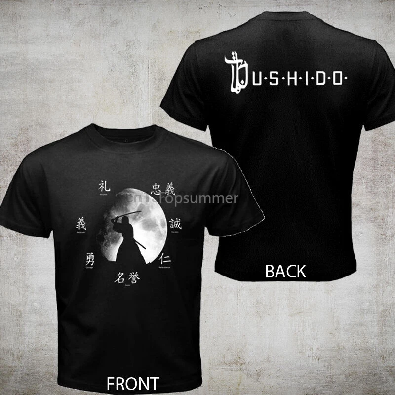 

Черная футболка с надписью «The Seven Virtues» от Bushido