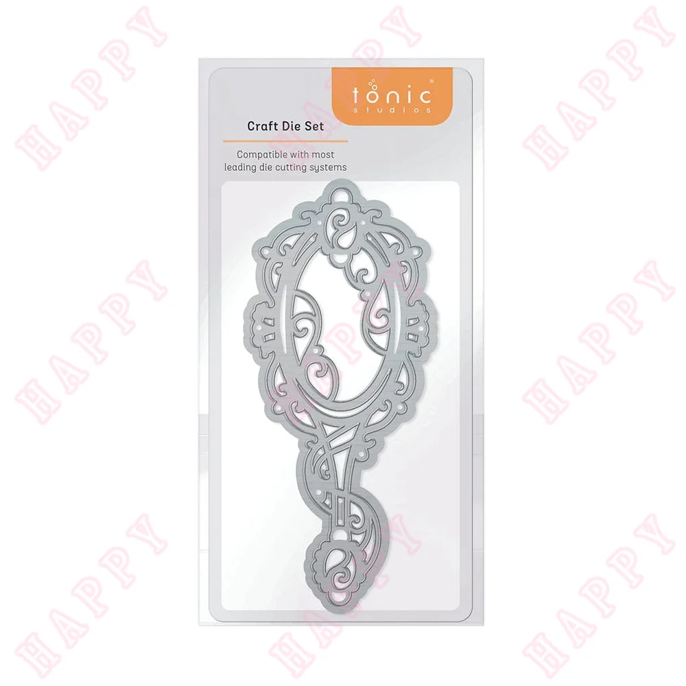

Antique Handheld Bronze Mirror Die Diy Scrapbook Diary Decoration Embossing Envelope Paper Craft Template Greet Card Mould 2022