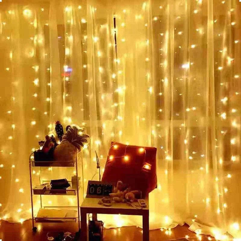 

Curtain LED Lights USB Powered Remote Control Christmas Lights Bedroom Holiday Wedding Xmas Tree Decoration Fairy Garland Lamp