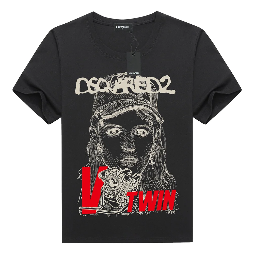 

summer style cotton casual T-shirt casual O-neck T-shirt short-sleeved DSQUARED2 letter Men's and Women's T-shirt
