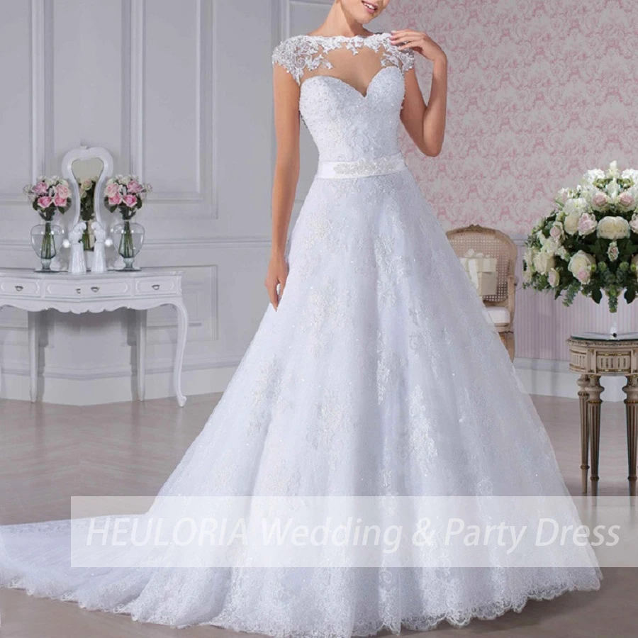 

Wedding Dress O neck sleeveless lace beading wedding dress ball gown White bridal Dress Customize Plus Size Wedding Dress