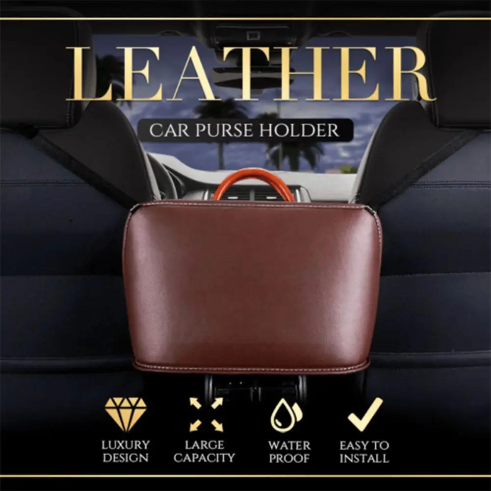

Storage Bag Between The Back Of The Holder Luxury Leather Car Organizer Automotive Goods Mesh Bag Back Assessoires V4U6