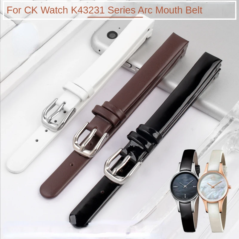 

For CK K43231 K43232 K43235 K43236 Genuine Leather Watch Strap Waterproof Sweat-Proof Soft Comfortable Women Arc Mouth Watchband